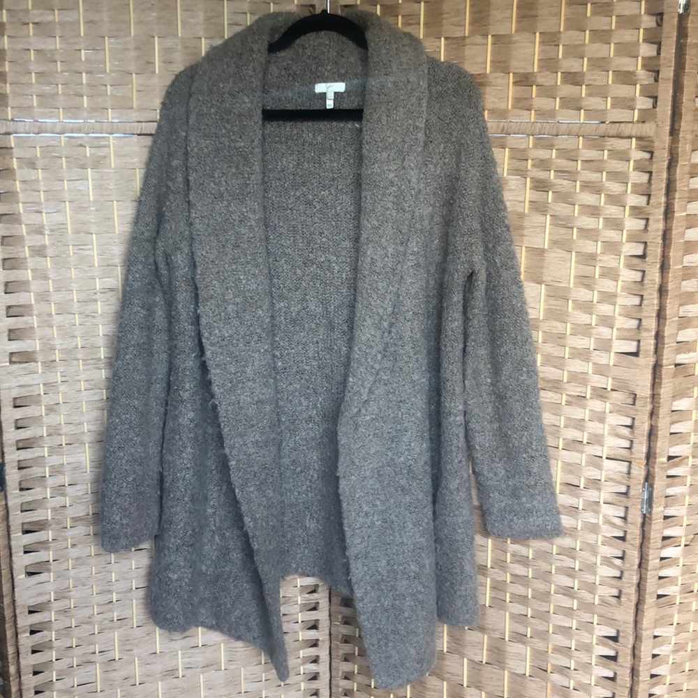 Joie Brown Grey Open Front Sweater M